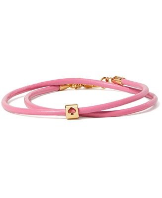 Gold-Tone Colored Leather Cord Wrap Bracelet