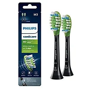 Genuine Philips Sonicare W3 Premium White toothbrush head, HX9062/95, 2-pk, black