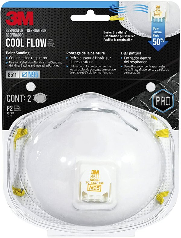 8511 Respirator, N95, Cool Flow Valve (2-Pack)