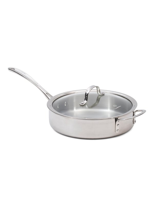 Stainless Steel 3qt Tri-ply Saute Pan With Cover
