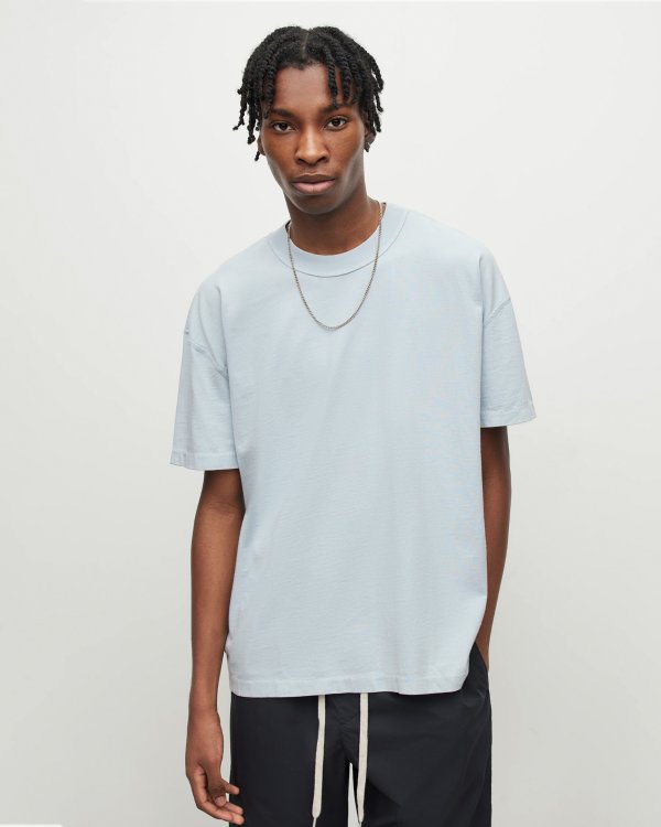 Isac Oversized Crew Neck T-Shirt SEAFRONT BLUE | ALLSAINTS US