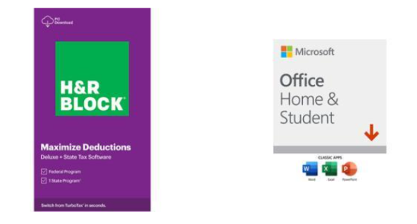 Microsoft Office Home & Student 2019 + H&R BLOCK Deluxe + State 2020