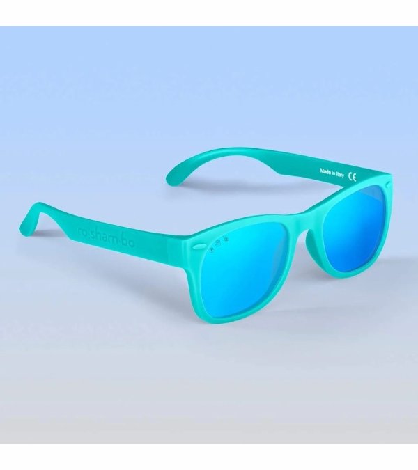 Roshambo Eyewear Polarized Toddler Sunglasses - Goonies - Teal / Mirrored Blue (2-4 years)