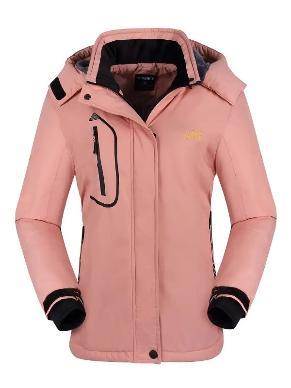 Women's Waterproof Ski Jacket Fleece Windproof Mountain Winter Snow Jacket Warm Outdoor Sports Rain Coat With Removable Hood - Sports & Outdoors - Temu