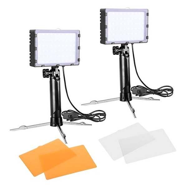 60 LED Continuous Portable Photography Lighting Kit for Table Top Photo Video Studio Light Lamp with Color Filters - 2 Sets