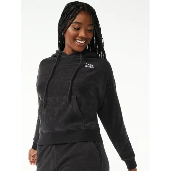 Love & Sports Women's Baby Terry Cloth Hoodie Pullover