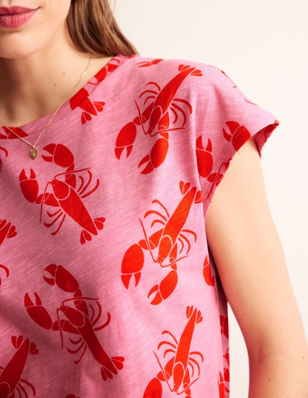 Louisa Printed Slub T-ShirtCashmere Rose, Lobster Small