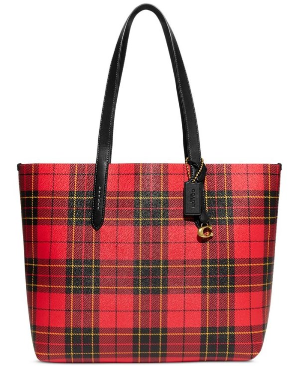 Plaid Print Highline Tote with C dangle