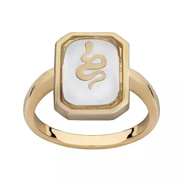 Gold Tone Snake Icon Ring