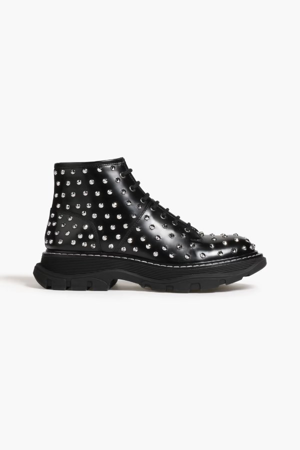 Studded leather combat boots