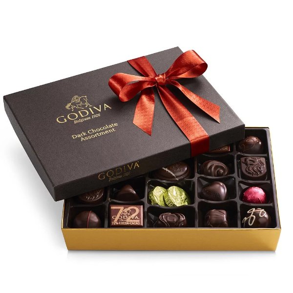 Dark Chocolate Assortment Gift Box, Fall Ribbon, 27 pc.