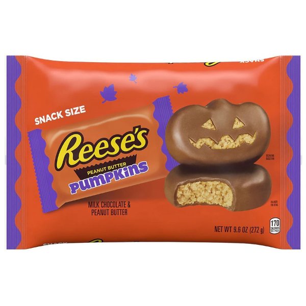 Reese's Pumpkins Snack Size Candy, Halloween, Small Bag Milk Chocolate Peanut Butter