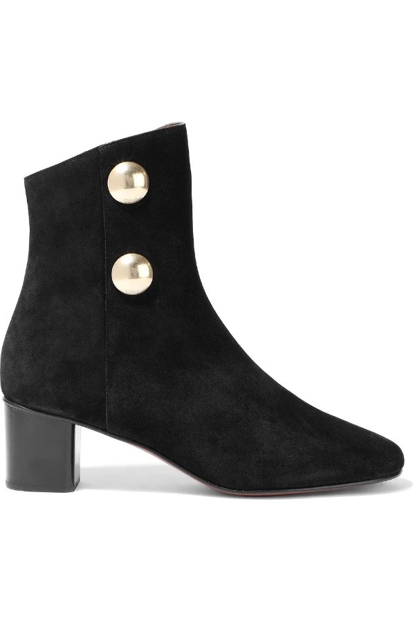 Orlando button-embellished suede ankle boots
