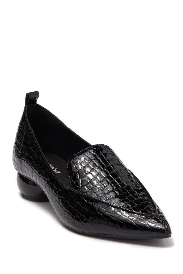 Vinny Pointed Toe Croc-Embossed Leather Loafer