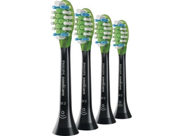 Sonicare Premium White Replacement Toothbrush Heads, HX9064/95, Smart Recognition, Black 4-pk