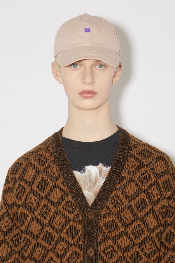 Face Tiles Wool And Cotton Cardigan in Brown - Acne Studios | Mytheresa