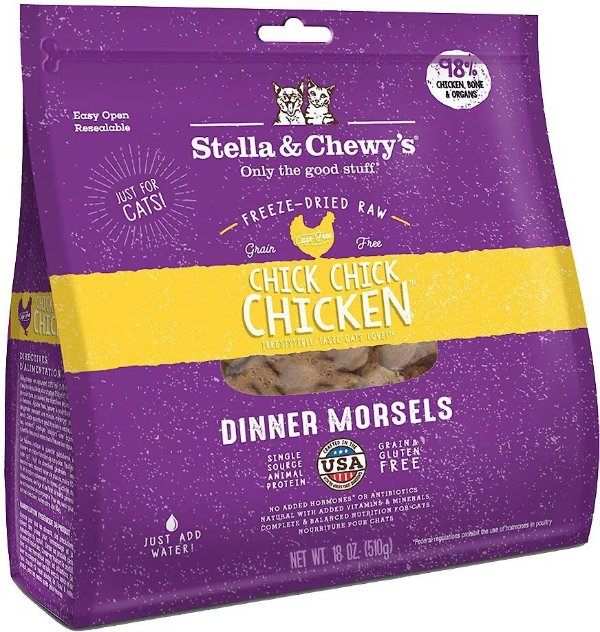 Chick Chick Chicken Dinner Morsels Freeze-Dried Raw Cat Food, 18-oz bag
