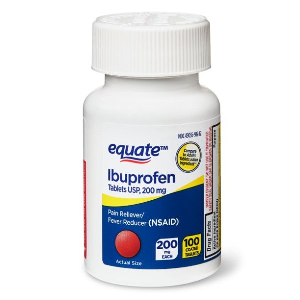 Ibuprofen Tablets, 200 mg, 100 Count (Capsule-Shaped Tablets)