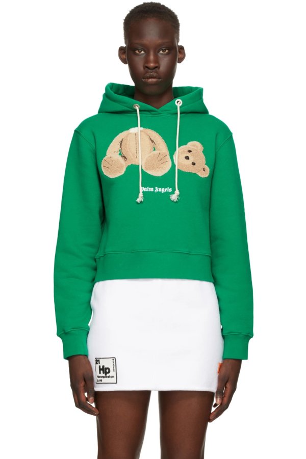 Green Bear Fitted Hoodie