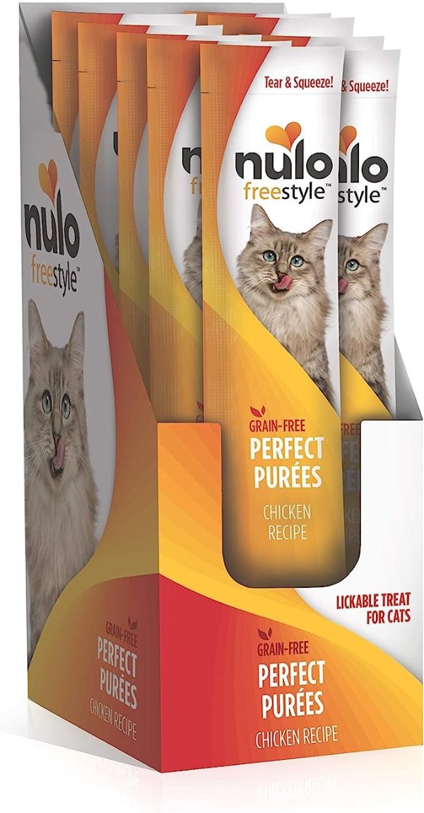 Freestyle Grain-Free Perfect Purees Premium Wet Cat Treats, Squeezable Meal Topper for Felines, High Moisture Content to Support Cat Hydration, 0.5 Ounces in each Lickable Wet Cat Treat Pouch.