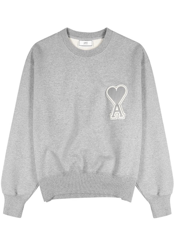 Grey logo-appliqued cotton sweatshirt