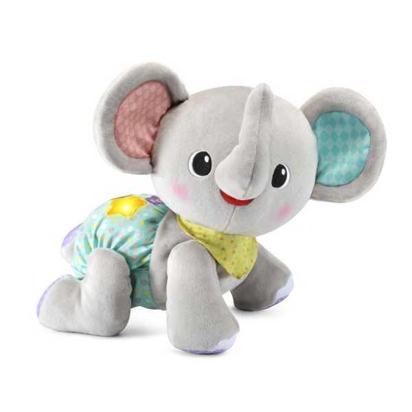 Explore and Crawl Elephant Plush Baby and Toddler Toy, Gray