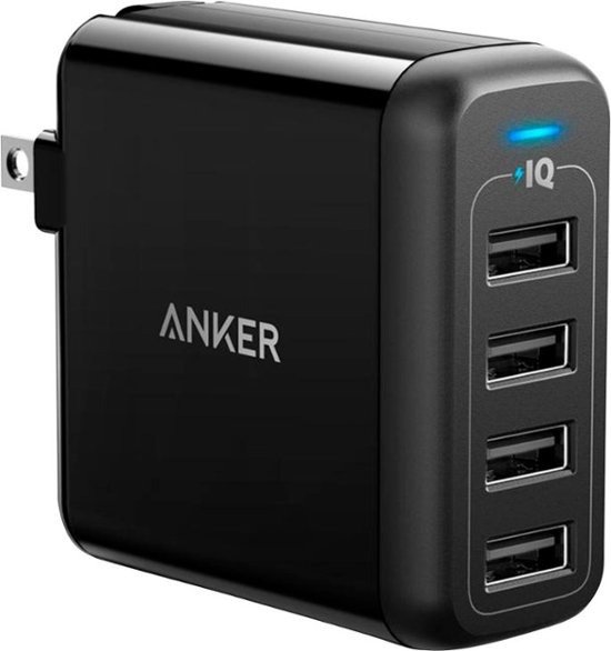 - PowerPort 4 Multi-device Wall Charger 4x USB-A - Black