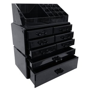 Sodynee Makeup Cosmetic Organizer Storage Drawers Display Boxes Case, Three Pieces Set