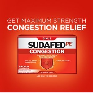 Sudafed PE 止痛缓解药，有效缓解鼻塞、头痛等症状