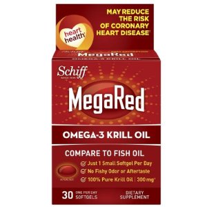 MegaRed Omega 3 Krill Oil-100% Pure Antarctic Krill Oil-Optimal Combination of Omega 3 Fatty Acids-300mg/Softgel, 30 count