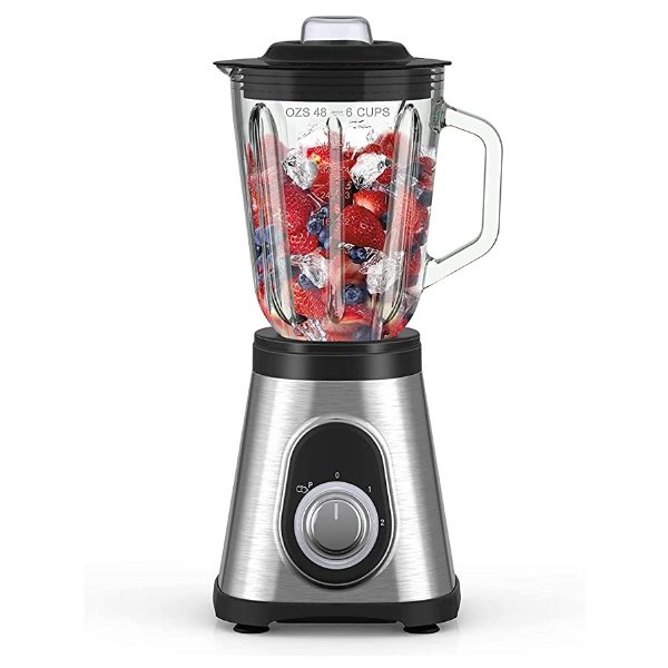 Pwwdada Glass Smoothie Blender for Kitchen 750W, Professional Countertop Blender 27,000RPM for Shakes with 48oz BPA-Free Cup, 6 Stainless Steel Blades and 2 Speeds & Pulse Function