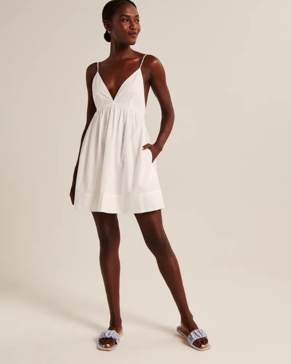 Women's V-Neck Babydoll Mini Dress | Women's Clearance | Abercrombie.com
