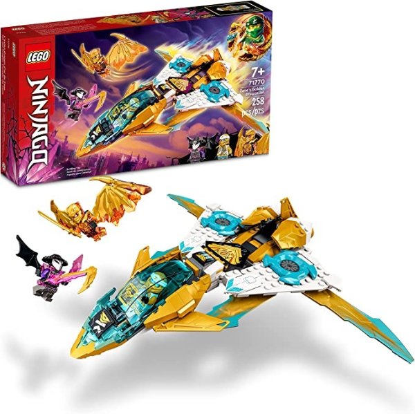 NINJAGO Zane’s Golden Dragon Jet 71770 Ninja Building Toy Set for Boys, Girls, and Kids Ages 7+ (258 Pieces), Multicolor