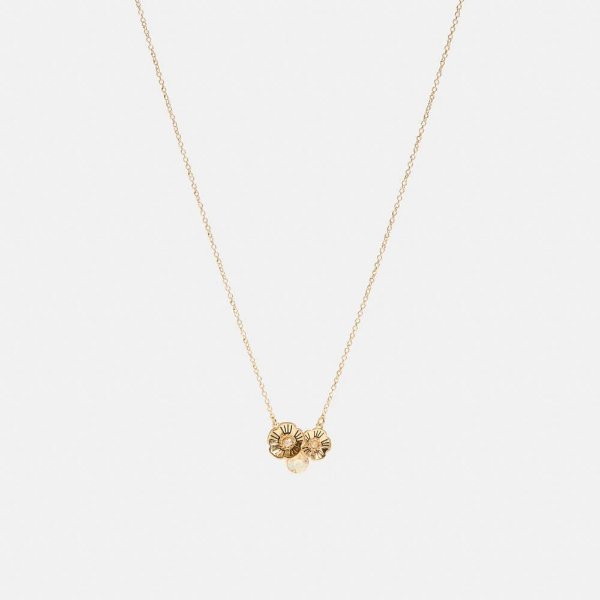 Tea Rose Cluster Pendant Necklace