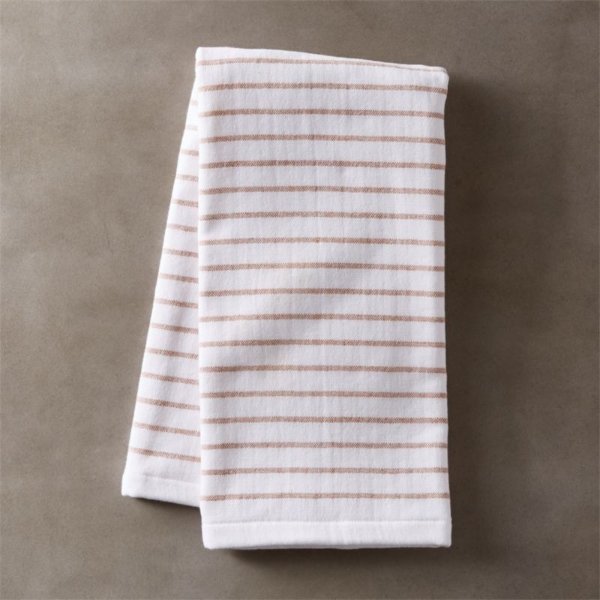 White and Copper Pinstripe Terry Dishtowel + Reviews | CB2