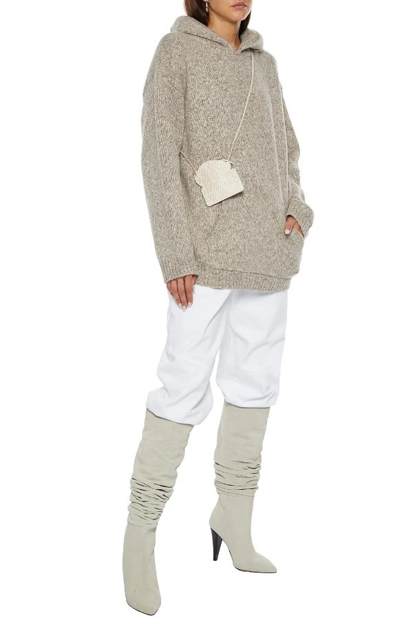 Lauren oversized marled brushed knitted hoodie