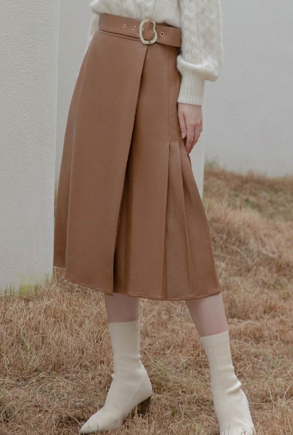 Kinsley Vegan Leather Skirt - Mocha
