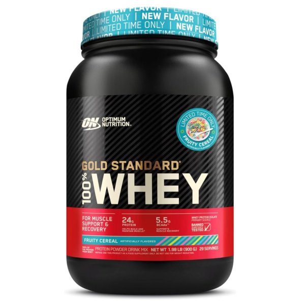 New Flavor Gold Standard 100% Whey Protein Powder, Fruity Cereal, 2 Pound (Packaging May Vary)