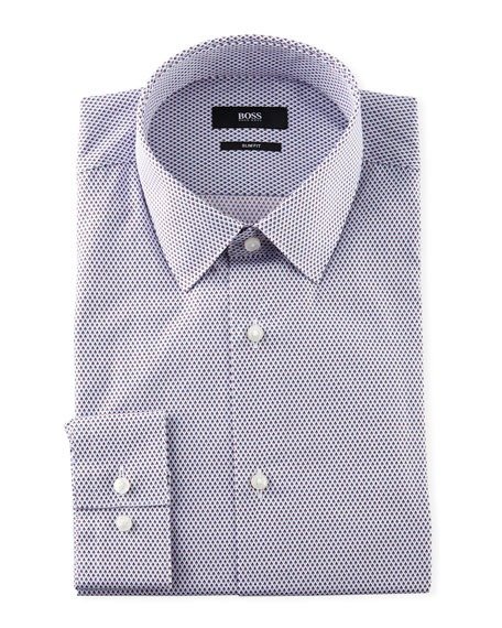 Men's Slim-Fit Diamond-Pattern Sport Shirt
