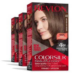 Revlon 3盒染发剂热卖 经典灰棕色 平均$3/盒