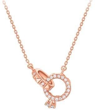 So-in-love Collection Natural Diamonds and 18K Rose Gold Double Baby Rings Charm Necklace