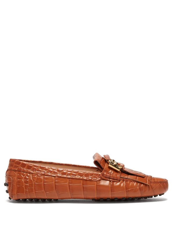 Gommini crocodile-effect leather loafers