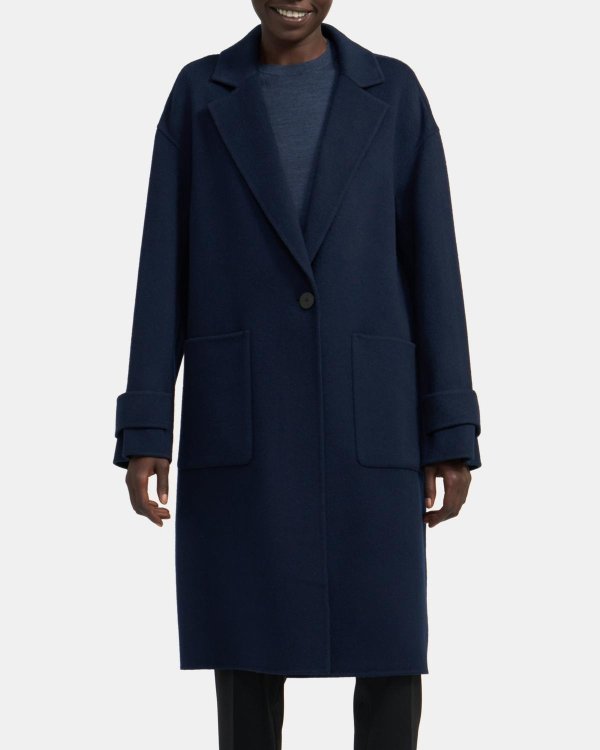 Easy One-Button Coat in Double-Face Wool-Cashmere