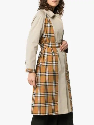 Guisley check print panelled cotton trench coat