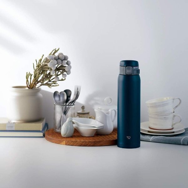 () Water bottle direct drinking [One-touch open] Stainless mug 600ml Navy SM-SF60-AD