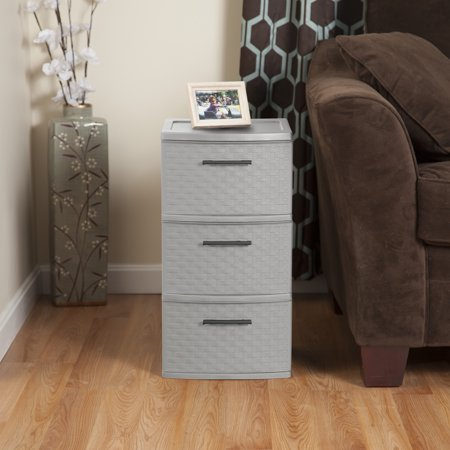 , 3 Drawer Weave Tower, Cement, Case of 2