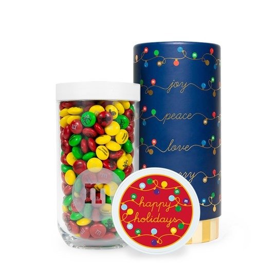 Personalizable M&M’S Happy Holidays Gift Jar in Gift Tube