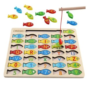 NASHRIO Magnetic Wooden Fishing Game Toy for Toddlers