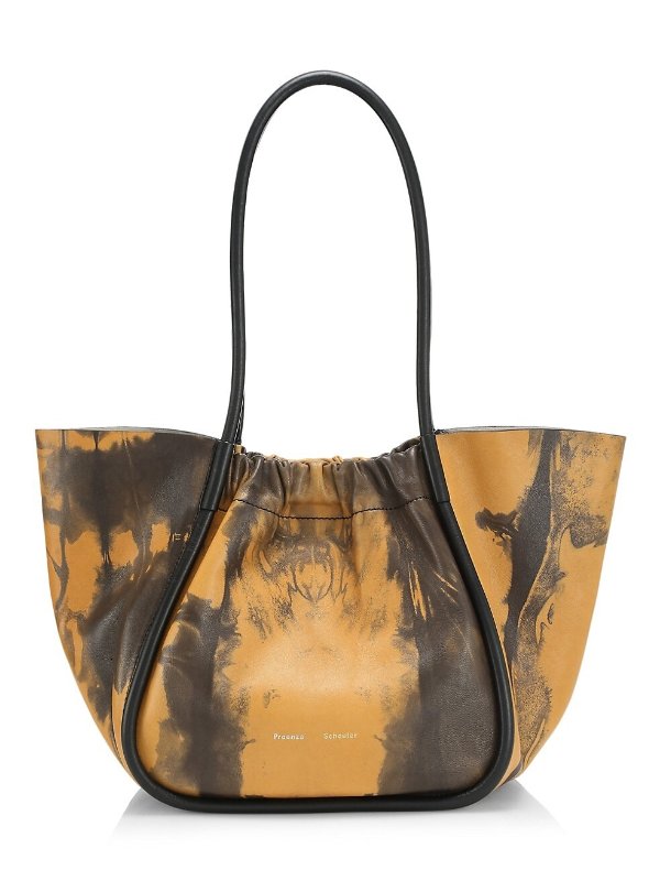 Large Ruched Tie-Dye Leather Tote