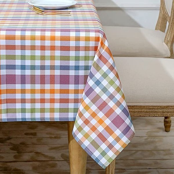 HARBORBAY Waterproof Fabric Tablecloths Rectangle 52 X 70, Wrinkle and Stain Resistant Polyester Plaid Table Cloths for Party,Kitchen Dining Table Cover for Autumn and Winter,Purple